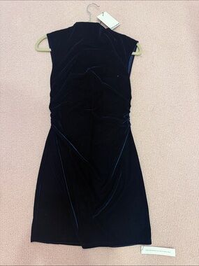 Sleeveless Navy Velvet Sheath Dress